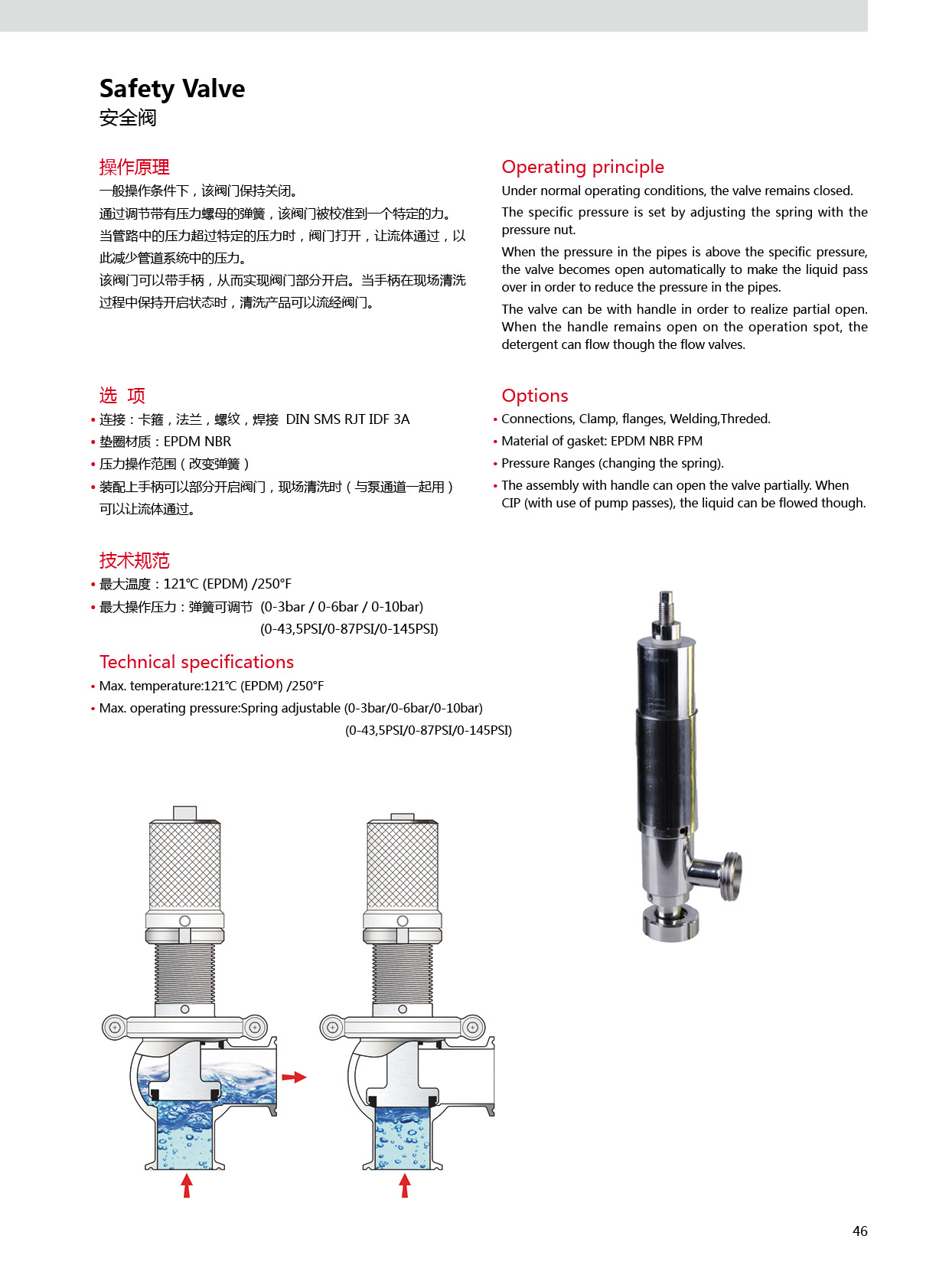 sanitary pressure stainless steel safety valve