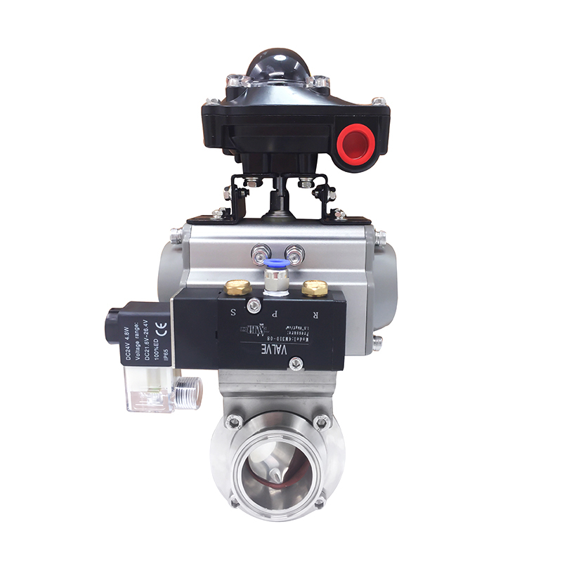 Stainless Steel Sanitary Actuated Clamp Butterfly Valves 