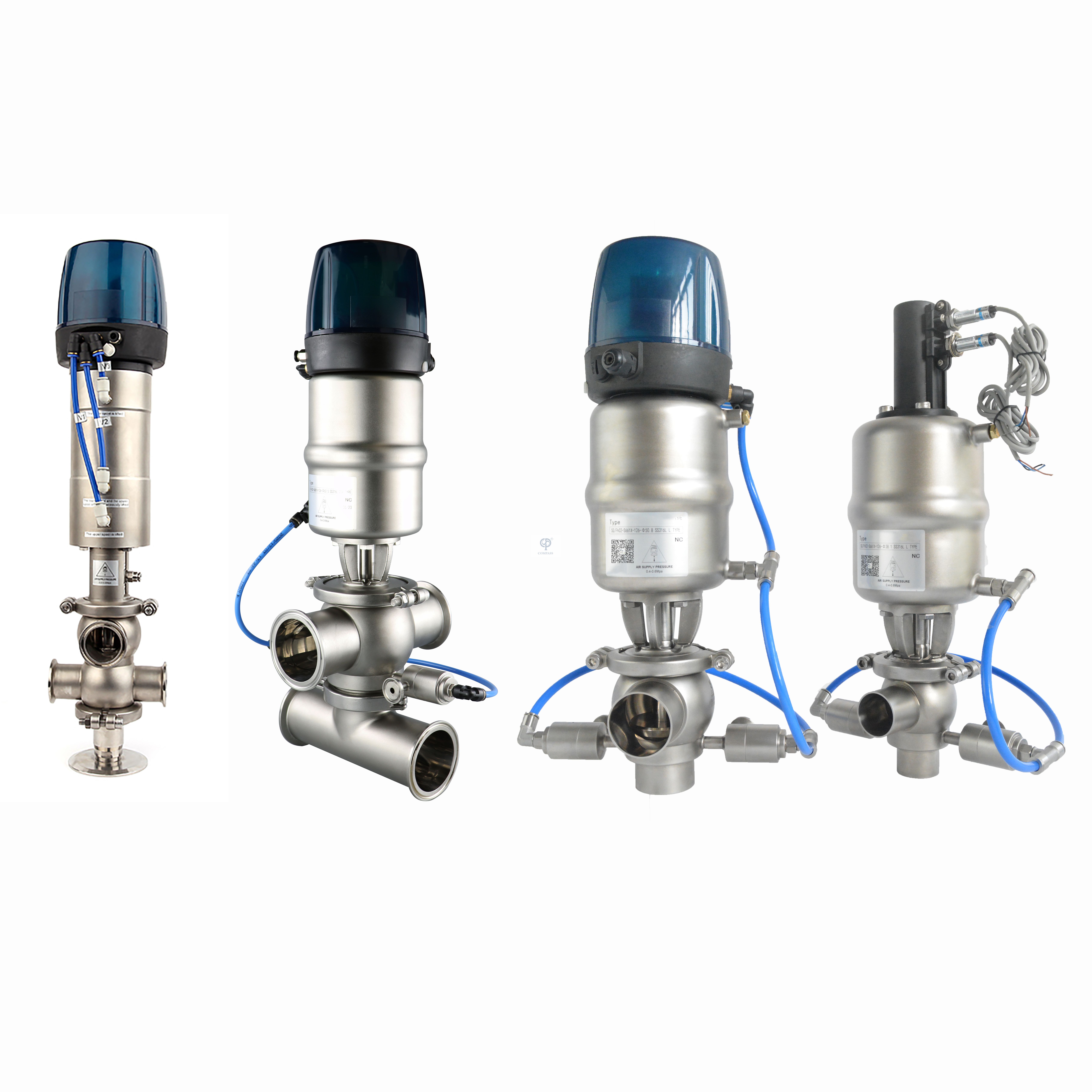 FH02 Single Seat Double Seal Four Ways Anti Saniatry Mix-proof Mixproof Valve with Intelligent Pneumatic Outside Cleaning 