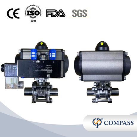 SS316L SMS ACTUATOR THREE-PIECE FULL PORT THREAD BALL VALVE