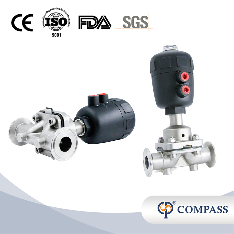 1/2Inch 12.7MM High Quality Sanitary Hygienic Stainless Steel SS316L Pneumatic SMS Clamp Straight Diaphragm Vavle with Small Plastic Pneumatic