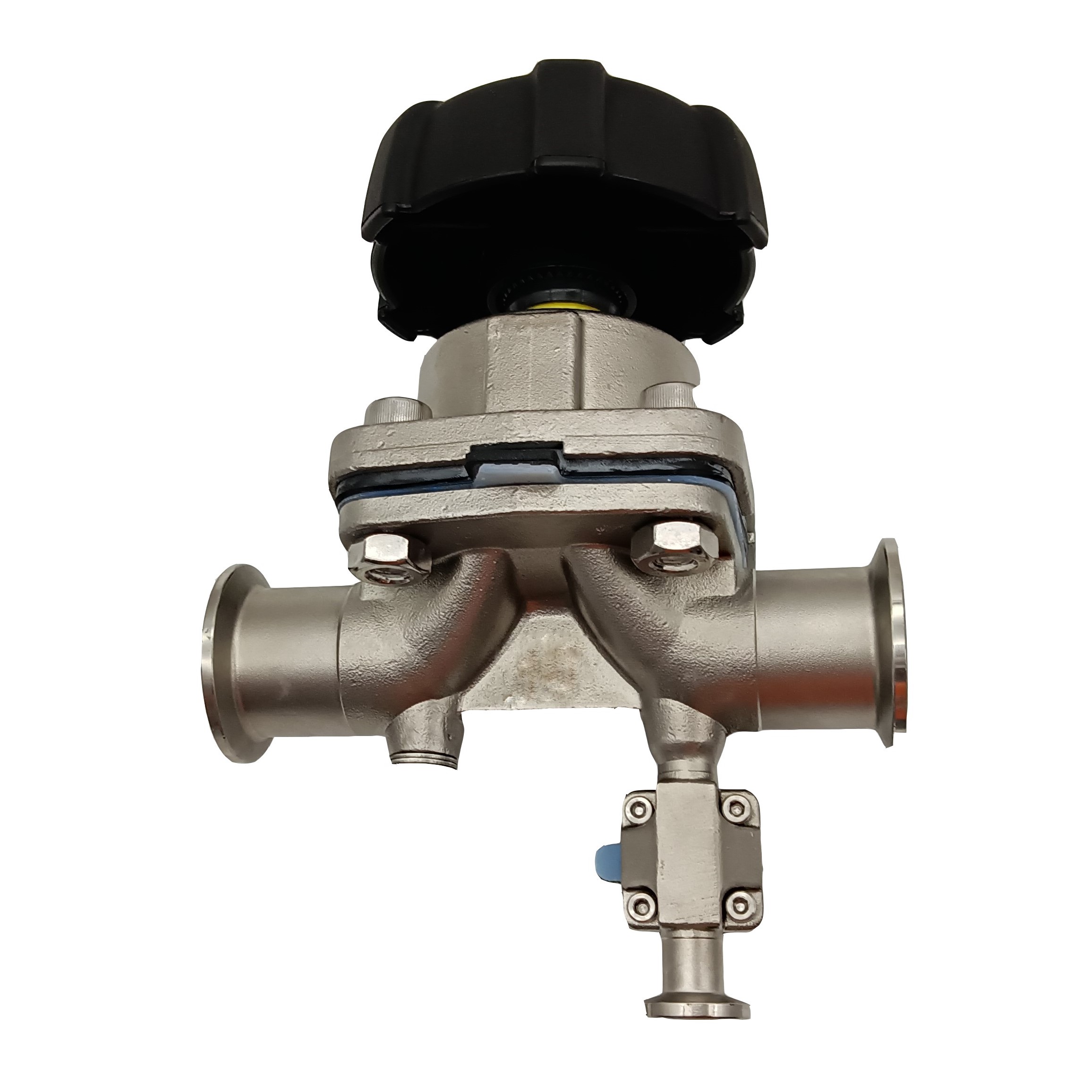 1/2Inch 12.7MM High Quality Sanitary Hygienic Stainless Steel SS316L SMS Clamp Straight Diaphragm Vavle With Sampling Port