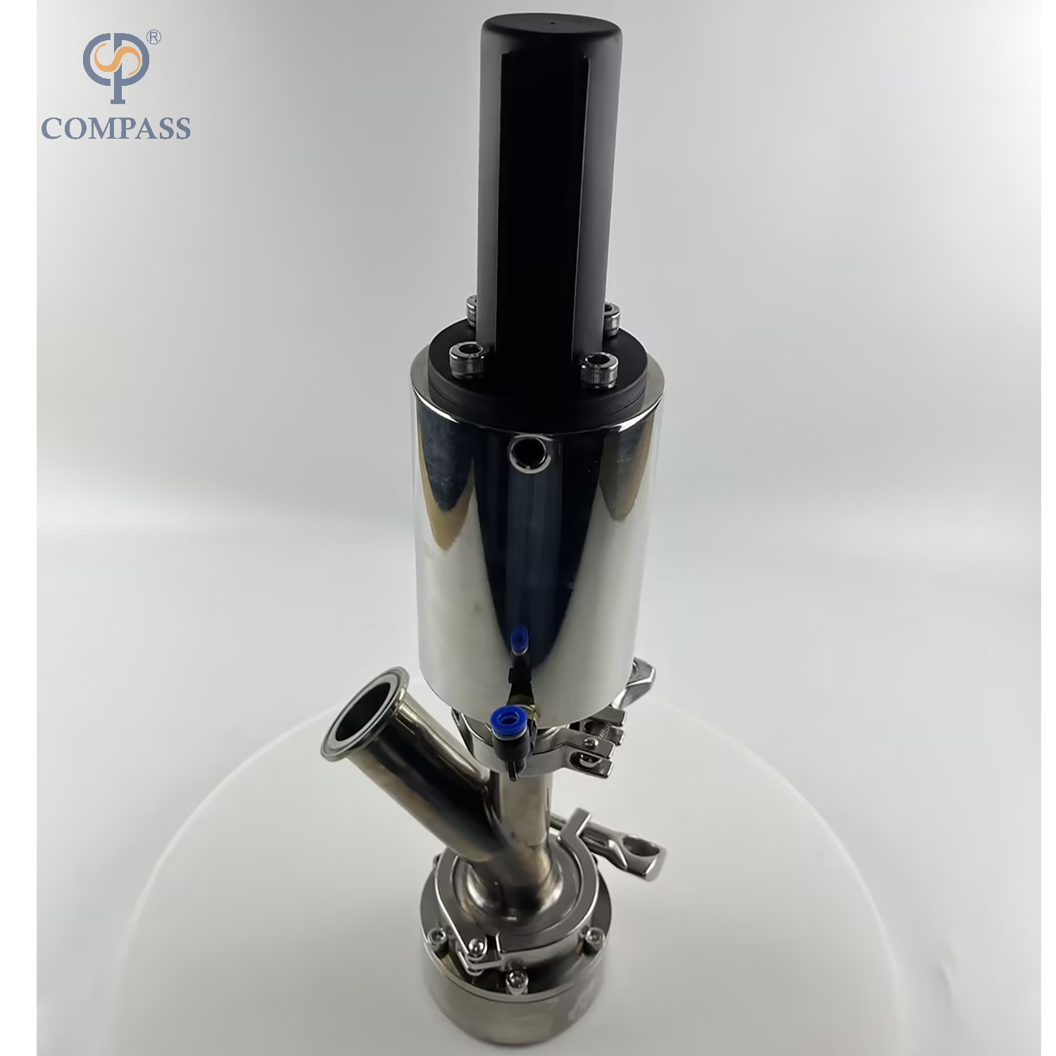 SS304 STAINLESS STEEL STERILE CLAMP PNEUMATIC ELBOW-TYPE LOWER TANK BOTTOM VALVES