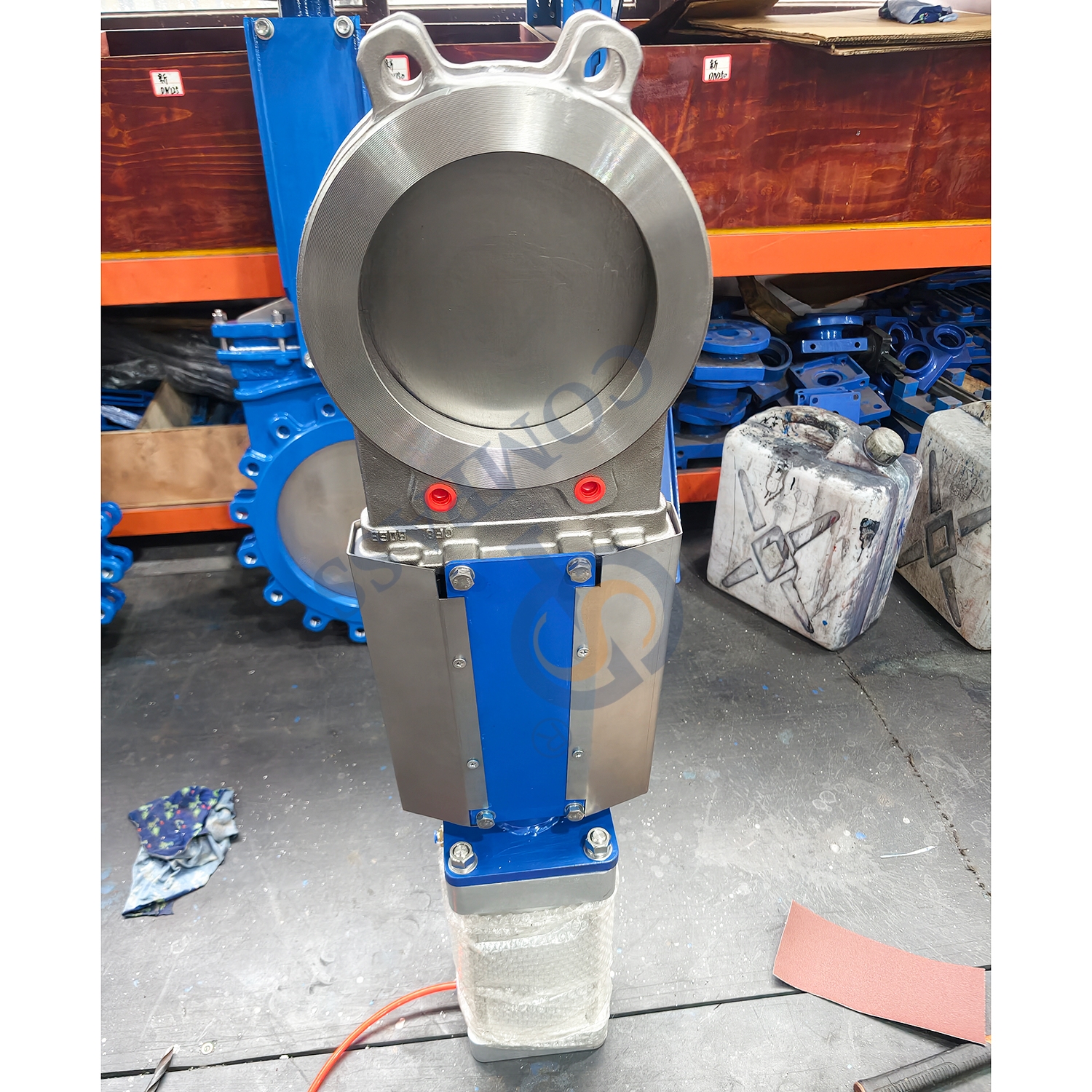 PN10 Double Acting Pneumatic Guillotine Model SS304 DN200 Knife Valve