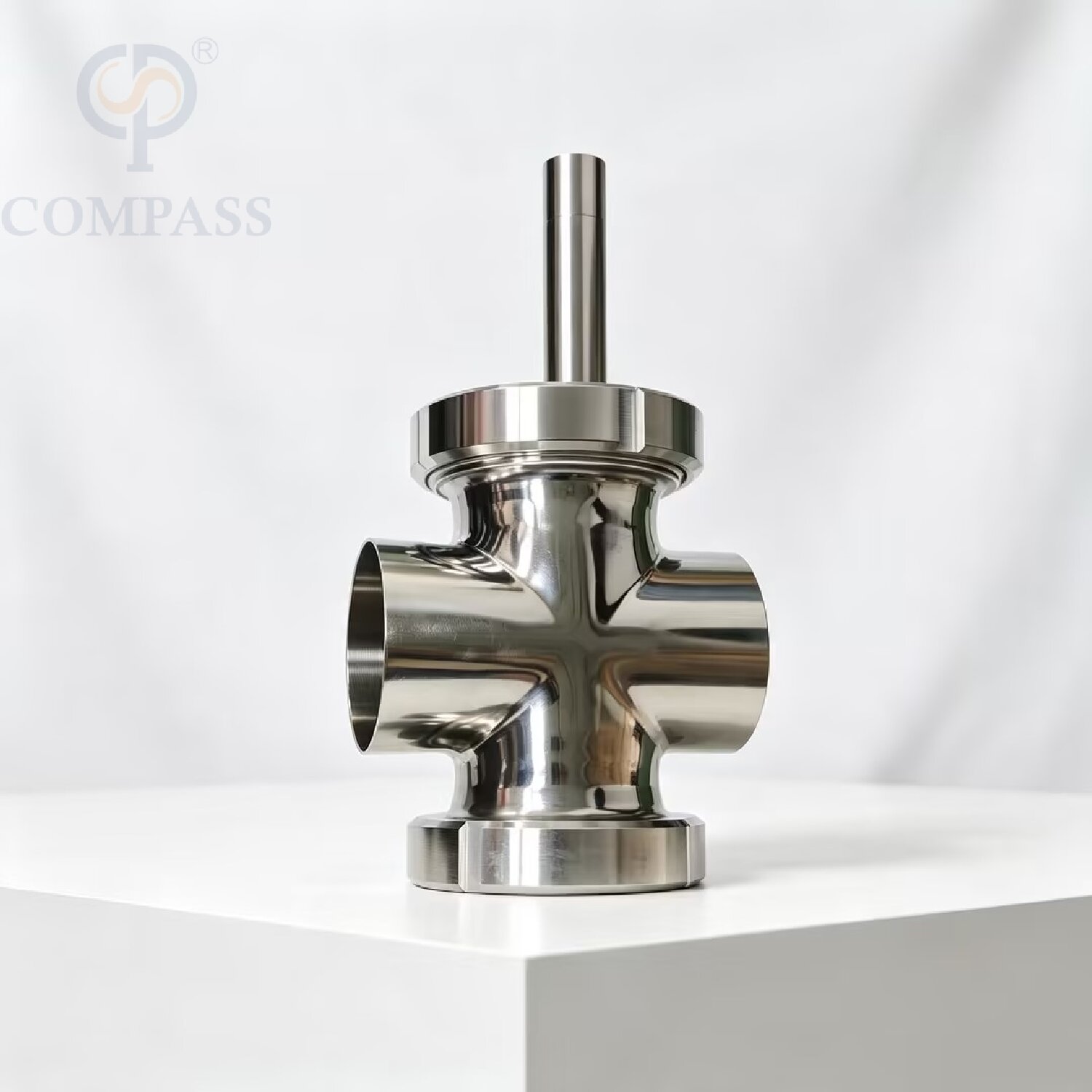 DN50 Food Grade Sanitary Cross Sight Glass SS304 Union Type Weld End Four Way Sight Glass with Light for Pipe Observation Window