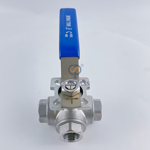 Industrial Grade T Port NPT Female Thread PN16 SS304 DN15 Ball Valve