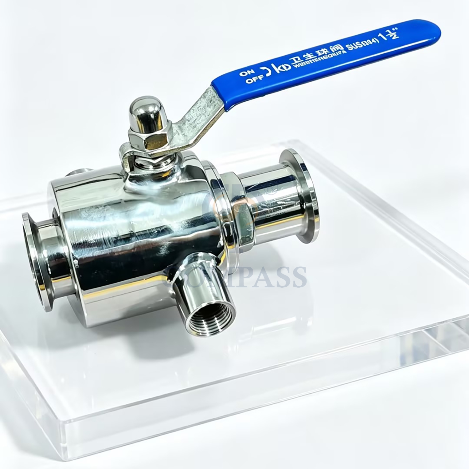 Price 25.4MM Sanitary Stainless Steel SS304 Food Grade SMS 1Inch AT052D Pneumatic Actuator Straight Clamp Ball Valve with Jacket