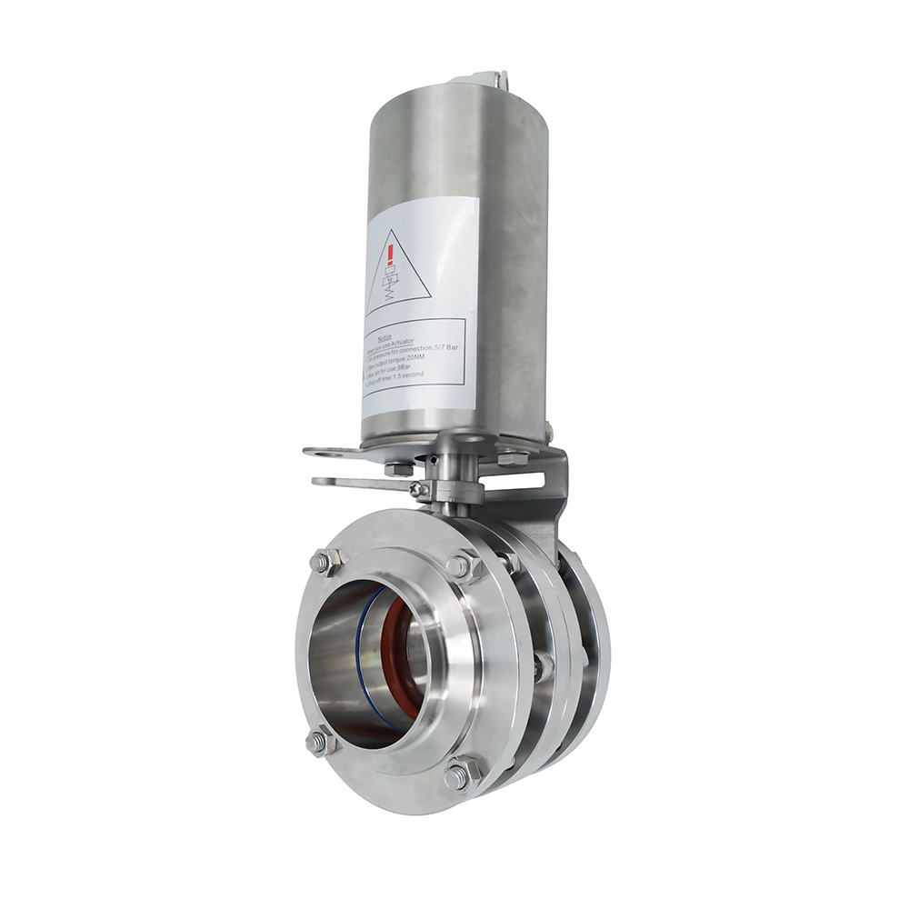 1/2Inch 12.7MM Sanitary Hygienic Stainless Steel Food Grade SS304 SMS Pneumatic 3-Piece Butterfly Valve 