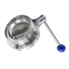 DN100 RD130×1/4 Sanitary Hygienic Stainless Steel Food Grade SS304 DIN Manual Thread-weld Butterfly Valve with Stainless Steel Square Pull Handle