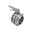 DN25 RD52×1/6 Sanitary Hygienic Stainless Steel Food Grade SS304 Manual Three-piece Butterfly Valve with Stainless Steel Gripple Handle