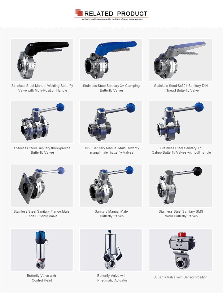 Stainless Steel Sanitary Butt Weld Butterfly Valves with Gripper Handle