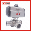 Stainless Steel Sanitary Three Ways Pneumatic Actuator Ball Valve