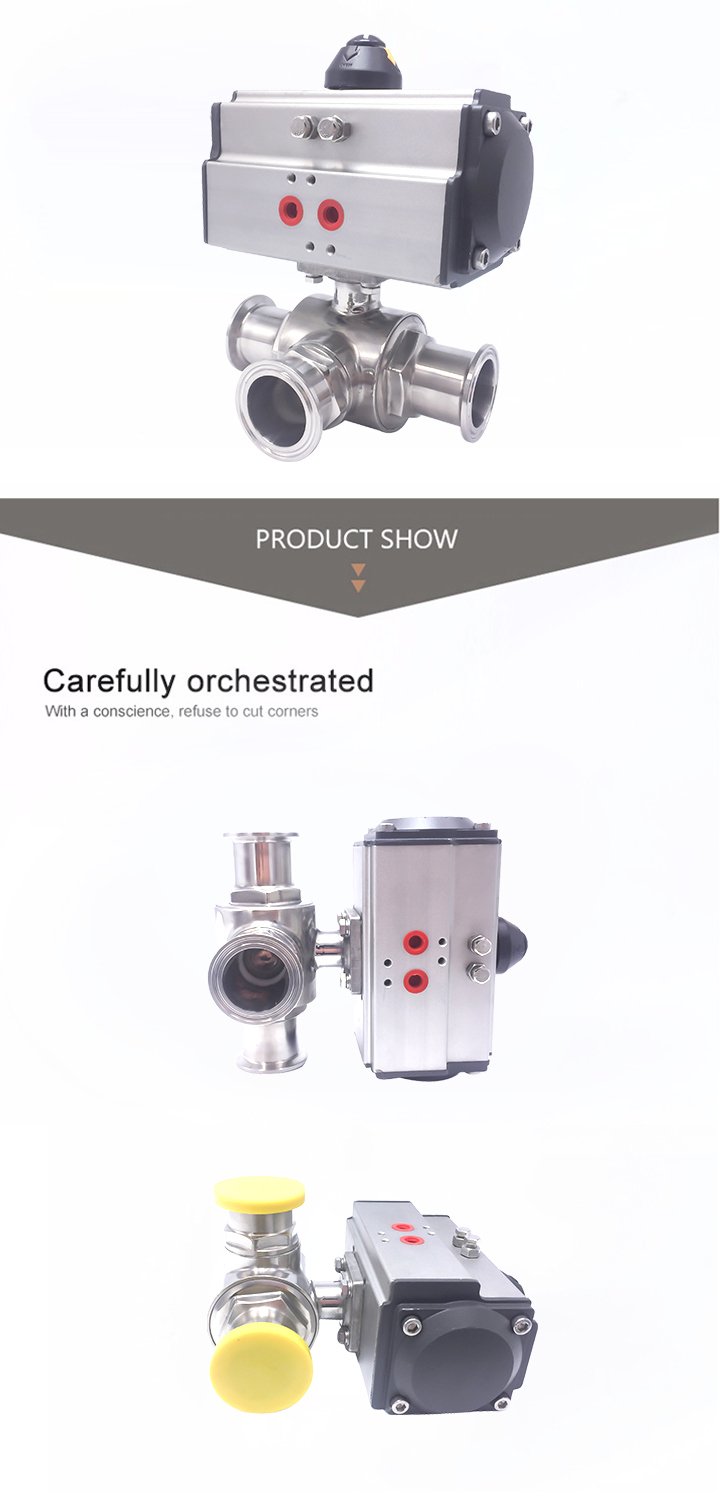 Stainless Steel Sanitary L Port Pneumatic Actuator Ball Valves