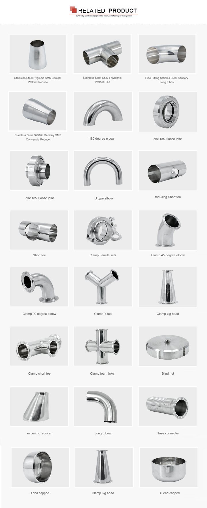 SS304 SS316L Stainless Steel Sanitary Short Equal Tee