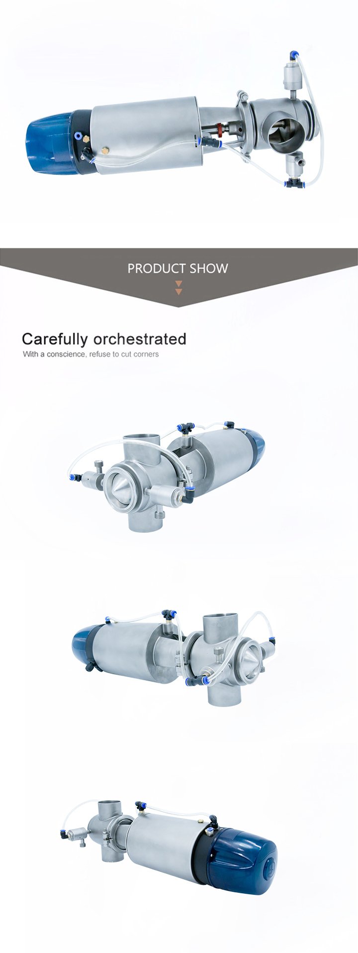 Stainless Steel Sanitary Pneumatic Double Seat Mixproof Valve