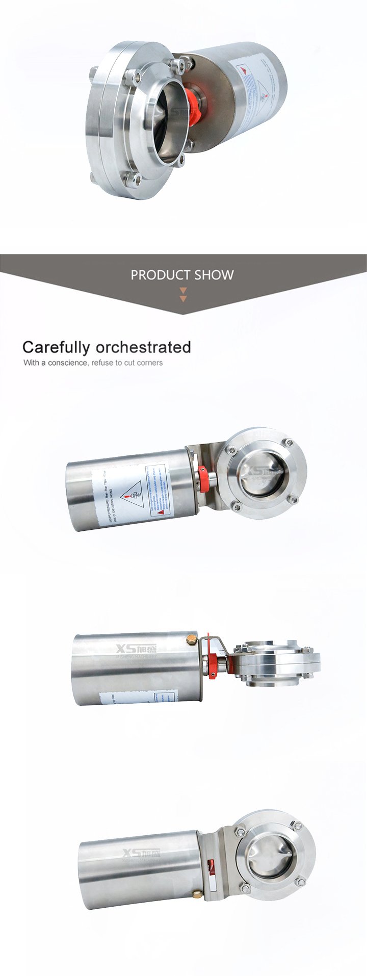 SMS 316L Stainless Steel Pneumatic Butterfly Valve, Welded Ends 38.1mm for Milk