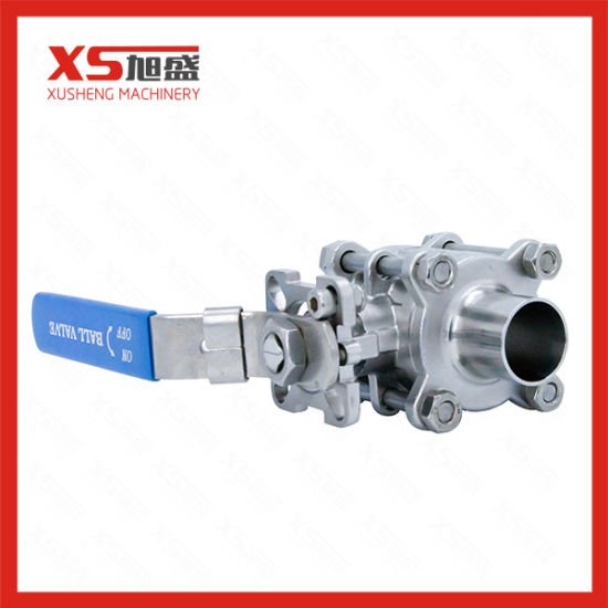 Ss304stainless Steel Sanitary Welded Three Piece Ball Valve