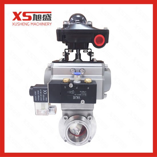 Stainless Steel Hygienic Clamp Actuator Butterfly Valve with Solenoid Valve