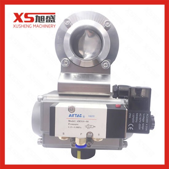 51mm SS304 Weld SMS Pneumatic Actuator Butterfly Valve with Solenoid Valve (Airtec)