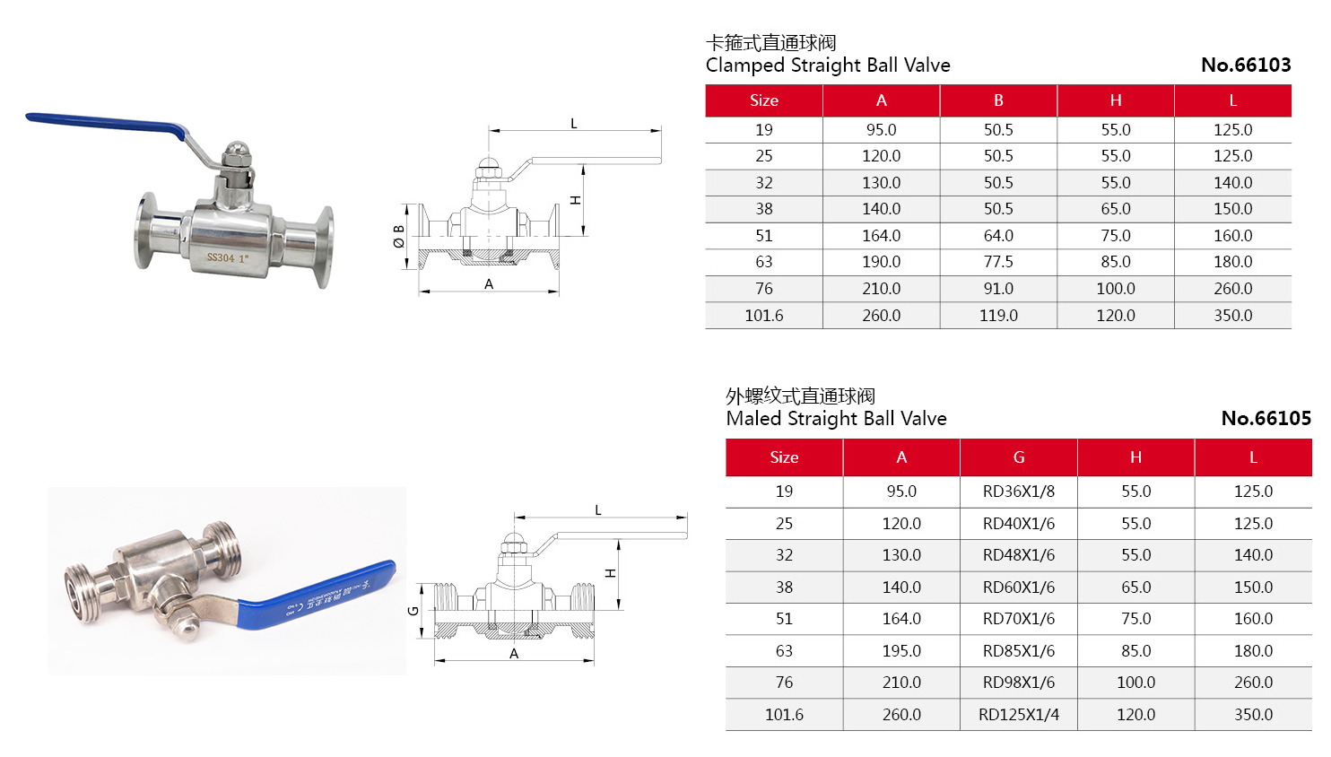 stainless steel sanitary straight two ways ball valves