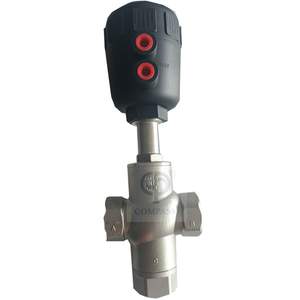 Stainless Steel Plastic Head Three Ways Female Thread NPT Angle Seat Valve with Pneumatic Actuator