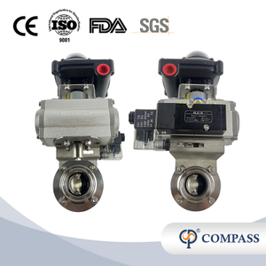 SS304 FOOD GRADE DIN PNEUMATIC WELD BUTTERFLY VALVE