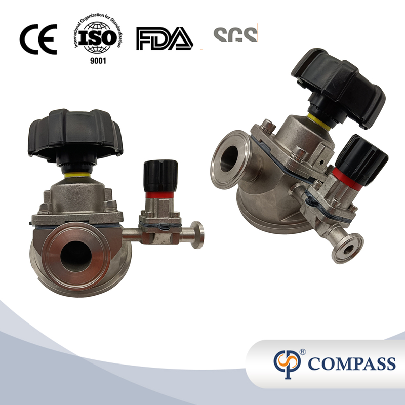 1/2Inch 12.7MM High Quality Sanitary Hygienic Stainless Steel SS316L Manual SMS Clamp Tank Bottom Diaphragm Vavle with Sampling Port