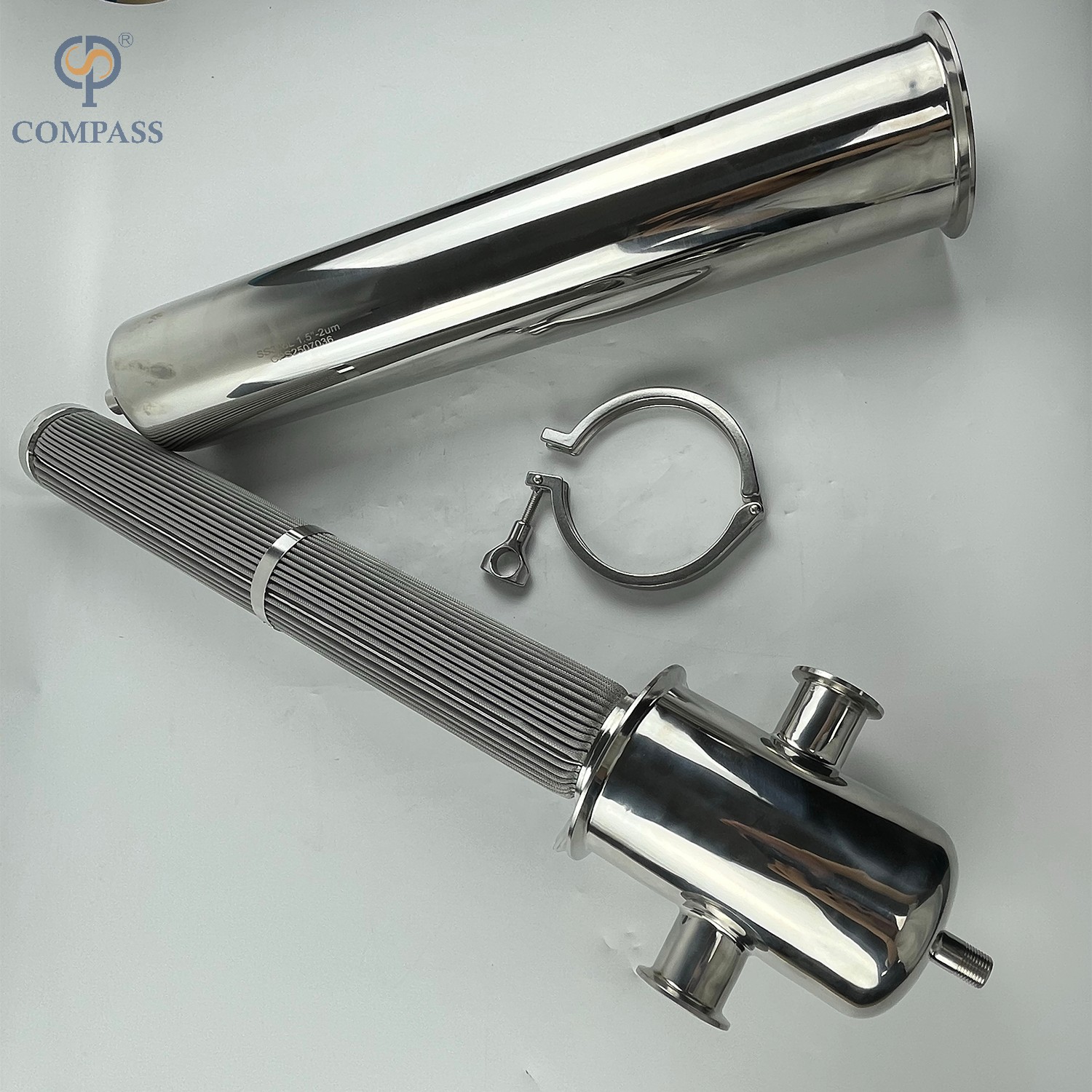 Sanitary steam filter with stainless steel housing and pleated filter element 1.5" SS316L