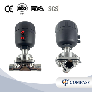 G 1" SS316L G FEMALE-THREAD STRAIGHT DIAPHRAGM VALVE WITH PLASTIC PNEUMATIC HEAD
