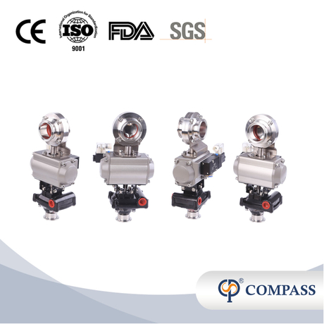 2Inch 51MM Sanitary Hygienic Stainless Steel Food Grade SS304 SMS Pneumatic Clamp Butterfly Valve with Pneumatic Actuator+Solenoid Valve +Limit Switch