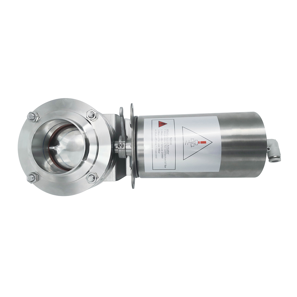 1/2Inch 12.7MM Sanitary Hygienic Stainless Steel Food Grade SS304 SMS Pneumatic 3-Piece Butterfly Valve 
