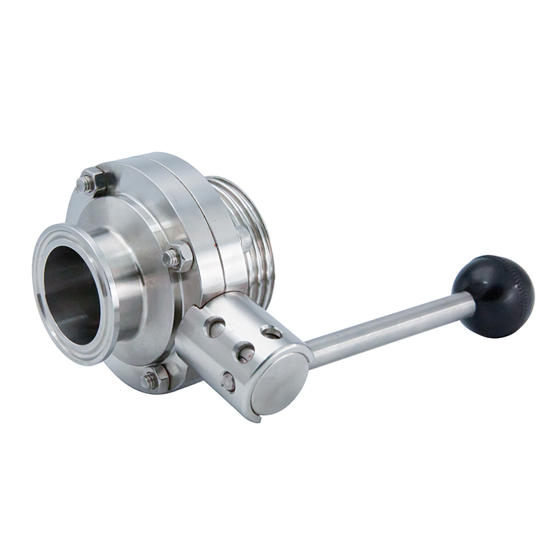 1/2inch 12.7mm Sanitary Hygienic Stainless Steel Food Grade SS316L SMS Manual Thread-Clamp Butterfly Valve with Round Pull Handle