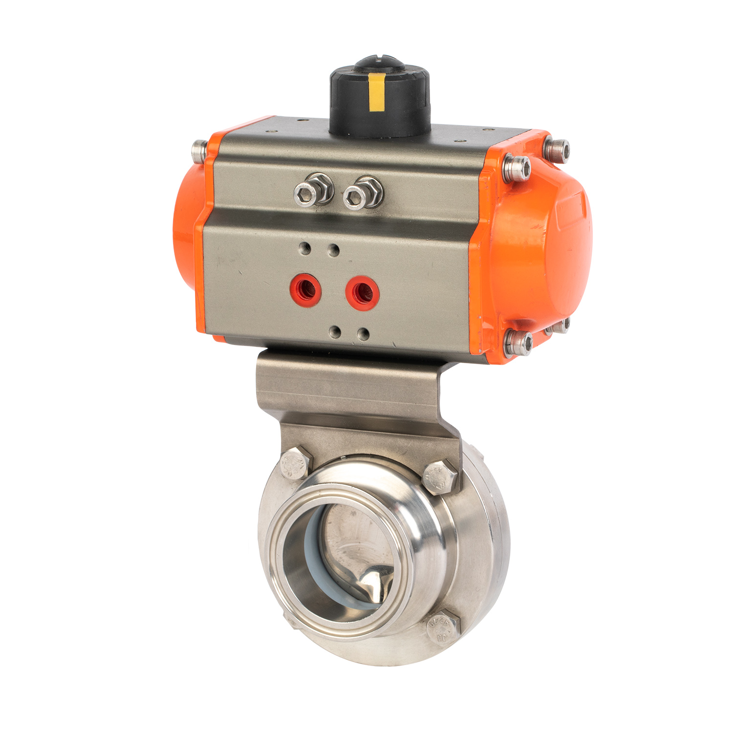 12Inch 304.8MM Sanitary Hygienic Stainless Steel Food Grade SS304 Pneumatic Tri Clamp Butterfly Valve with Pneumatic Actuator 