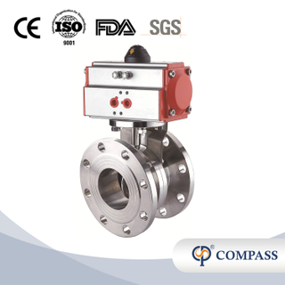 1/2inch 12.7mm Sanitary Hygienic Stainless Steel Food Grade SS304 Pneumatic Flanged Butterfly Valve with Pneumatic Actuator 