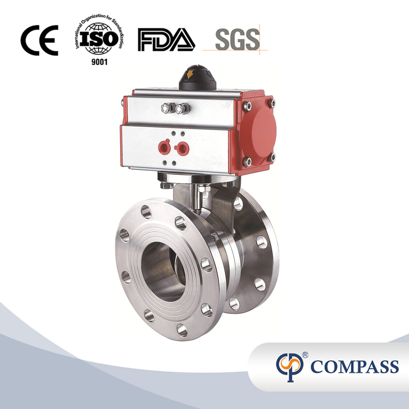1/2inch 12.7mm Sanitary Hygienic Stainless Steel Food Grade SS304 Pneumatic Flanged Butterfly Valve with Pneumatic Actuator 