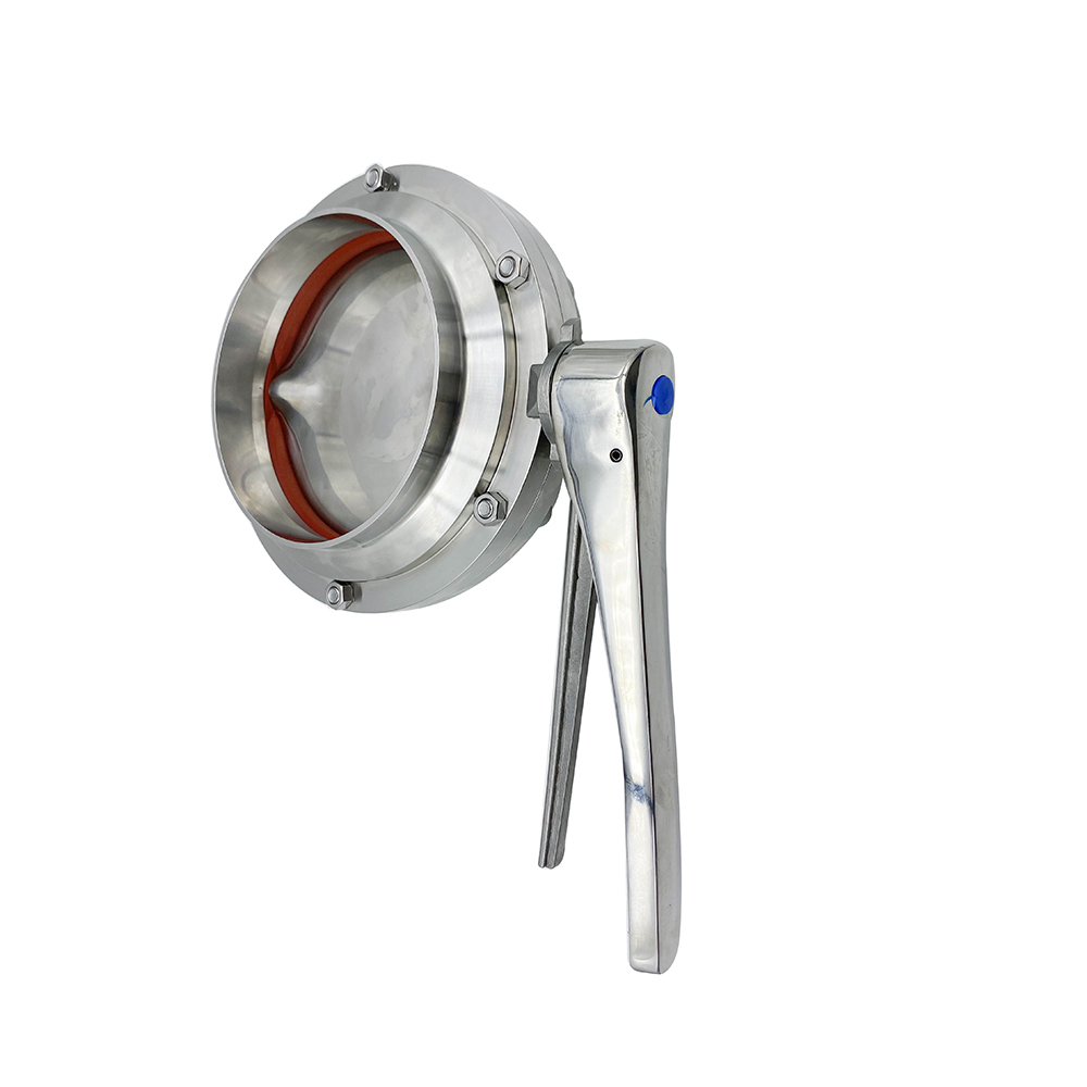 DN25 RD52×1/6 Sanitary Hygienic Stainless Steel Food Grade SS304 DIN Manual Weld Butterfly Valve with Stainless Steel Gripple Handle