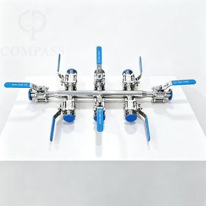 New Arrival DN25 SS316L Sanitary Stainless Steel Food Grade Manual Clamp-weld Three Piece Ball Valve with Distribution Manifold