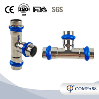 DN15 Sanitary Stainless Steel SS304 Equal Tee Press Fitting