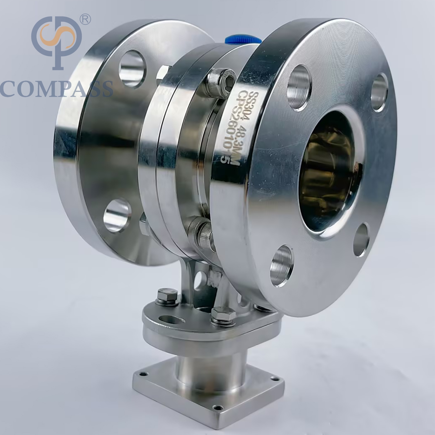 Popular Sale 1.5Inch 48.3MM Sanitary Hygienic Stainless Steel Food Grade SS304 150LB Flange Six Petal Powder Flange-type Butterfly Valve