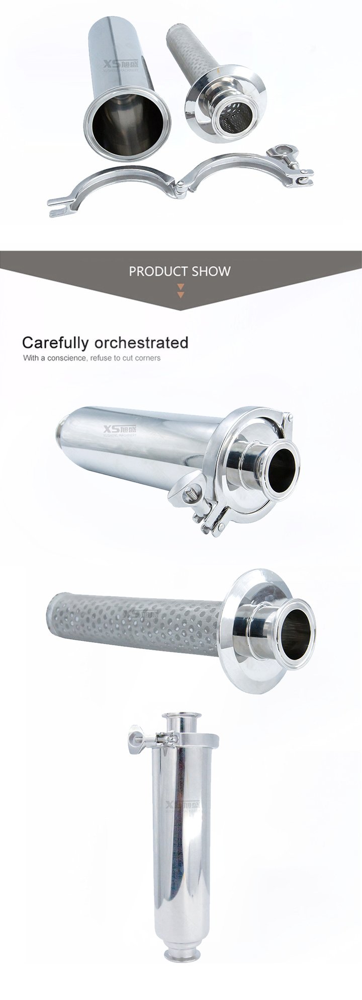 Stainless Steel Hygienic Butt-Weld Straight Filter Strainer