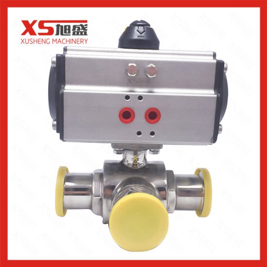 Stainless Steel Sanitary L Port Pneumatic Actuator Ball Valves