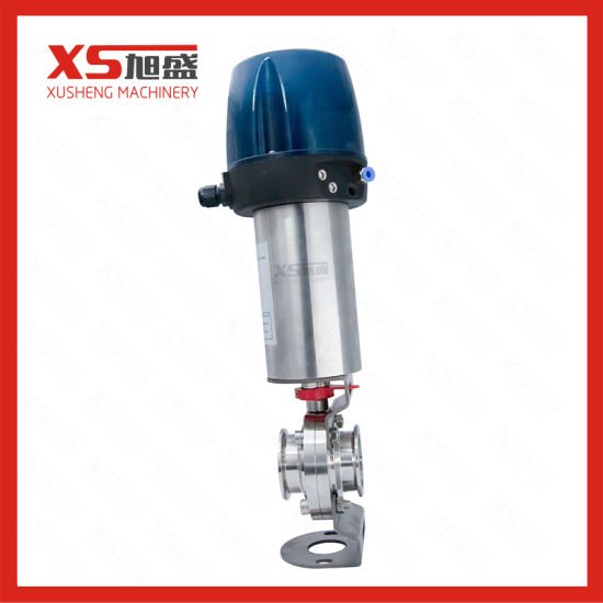 Stainless Steel Sanitation Air Pneumatic Actuated Butterfly Valves with Control Head