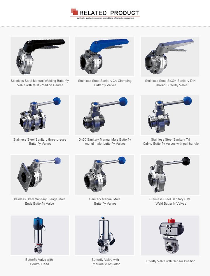 Stainless Steel Manual Hygienic Clamping-Clamping Butterfly Valves with Gripper Handle