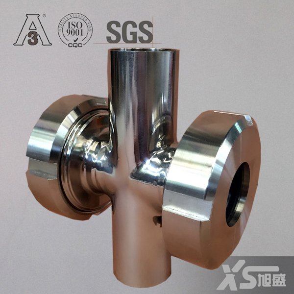 Stainless Steel Hygienic Sanitary Food Grade Cross Sight Glass for for Pipeline Industry