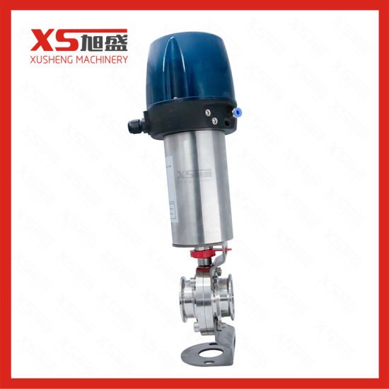 Sanitary Food Grade Ferrule End Pneumatic Butterfly Valve with Controller