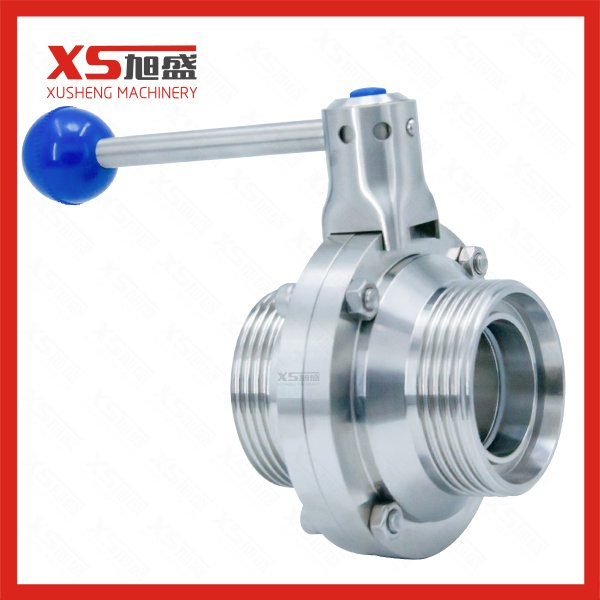  76.2Sanitary Manual SS304 Male Threading Butterfly Valve