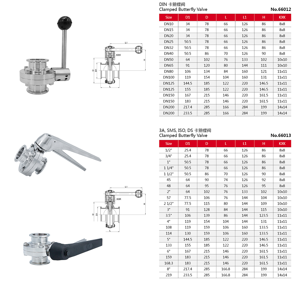sanitary manual tri clamp butterfly valve