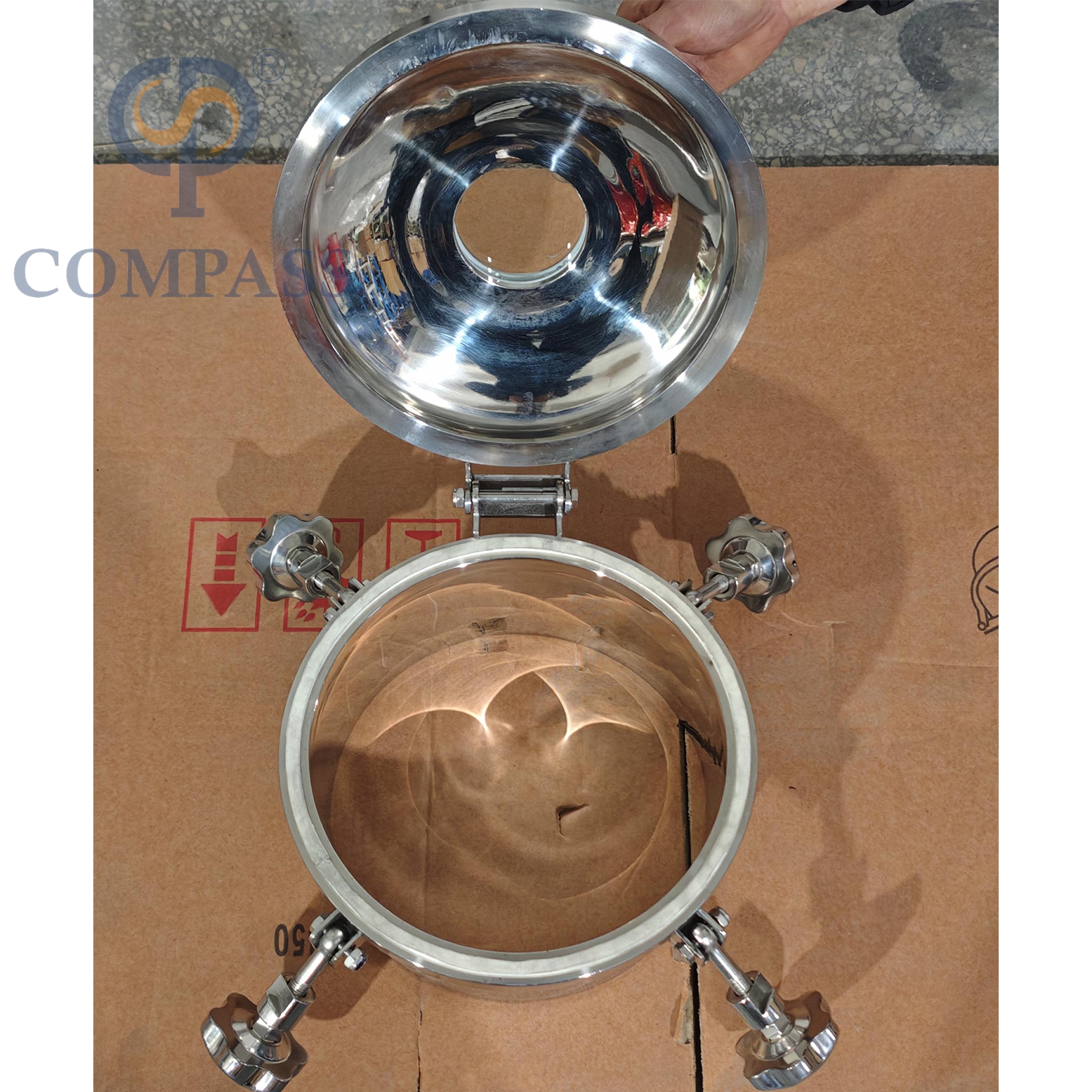 Popular Sale 250MM Sanitary Stainless Steel SS304 Hygiene Outward Round Pressure Tank Manways with Sight Glass and Silicone Seal