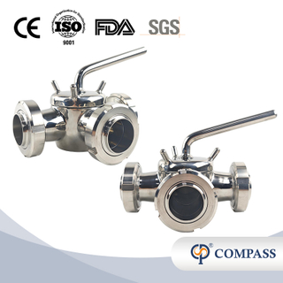 Sanitary Stainless Steel SS304 DN50 Union T-port Three Ways Plug Valves