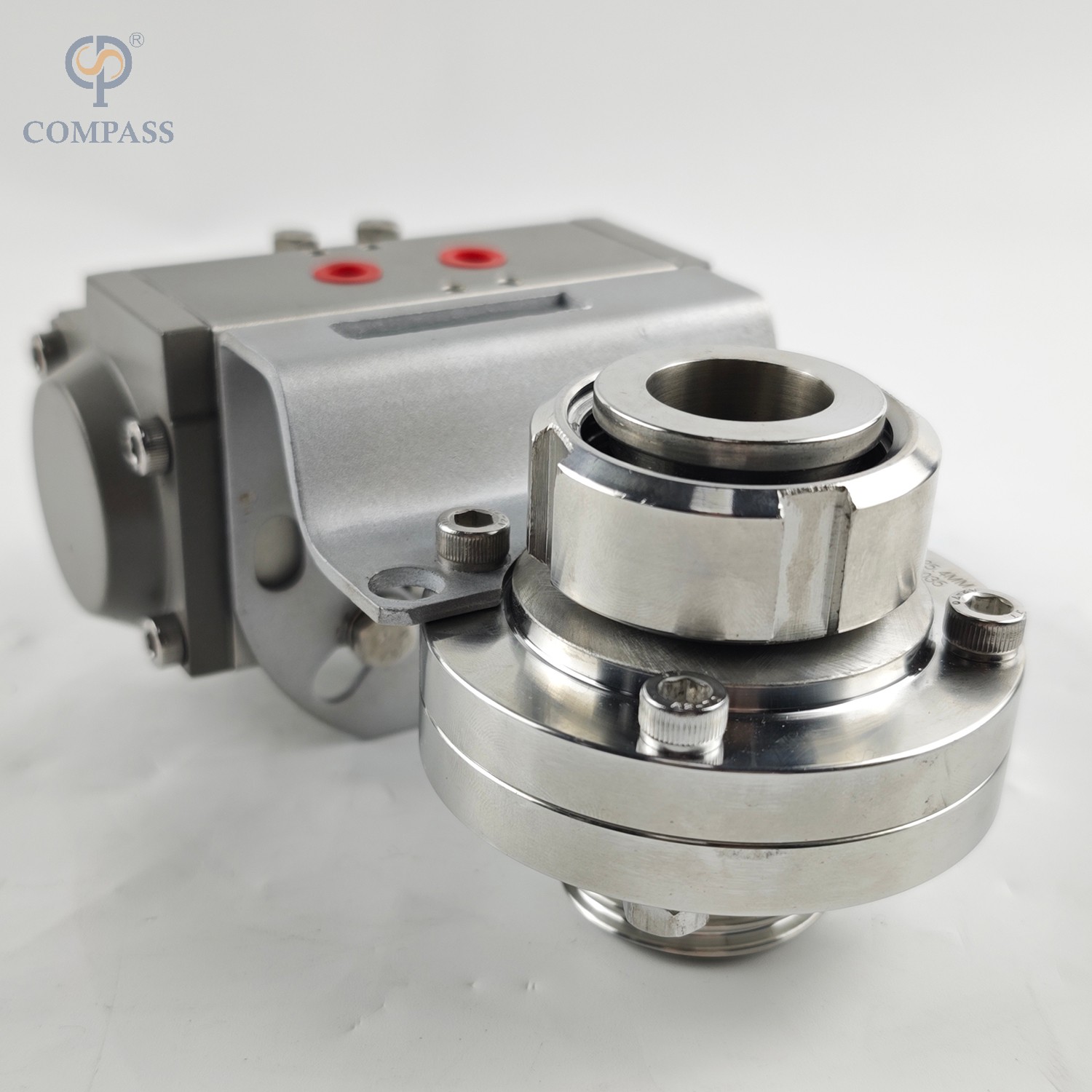 SS316L FOOD GRADE SMS PNEUMATIC MALE/FEMALE BUTTERFLY VALVE WITH PNEUMATIC ACTUATOR